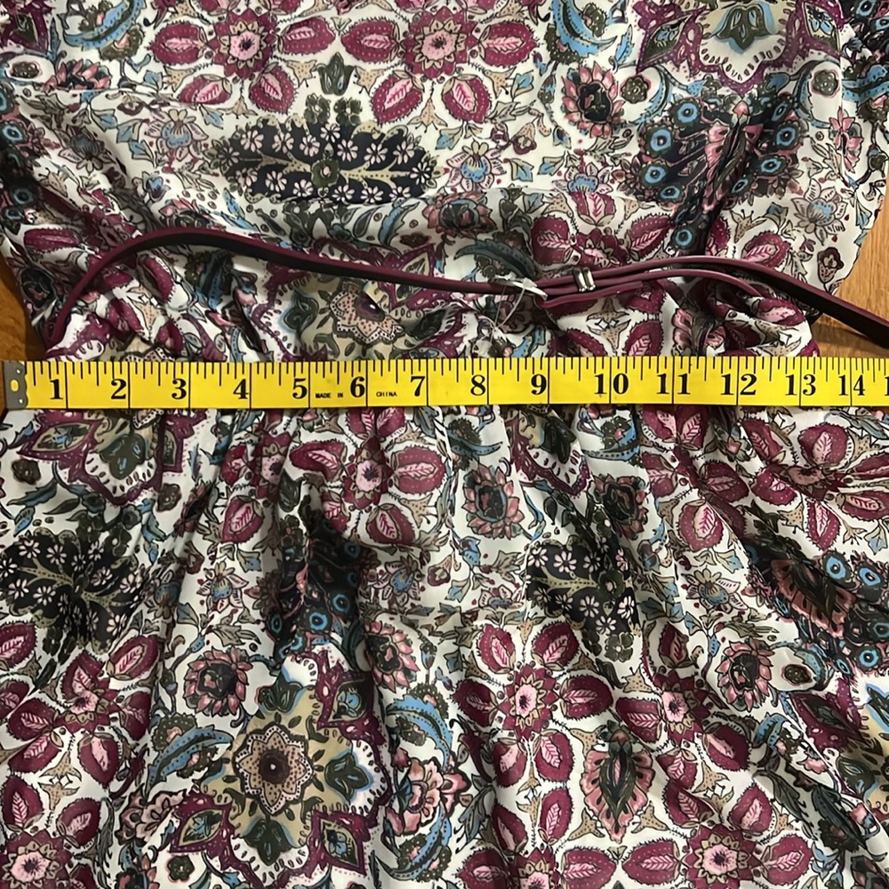Amy’s Closet Burgundy Floral Cold Shoulder Dress Size 16 3/4 Sleeve Wedding - Picture 7 of 8